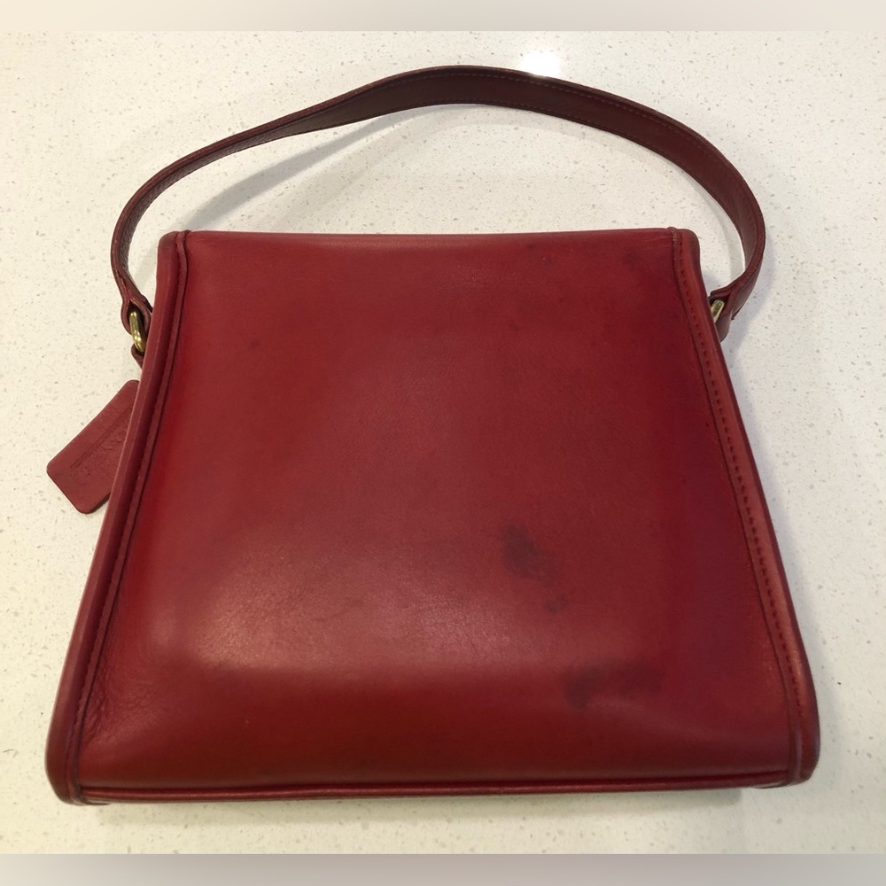 Vintage Coach Hard To Find Red Leather Geometric Bag #9043 Handbag With Hangtag - Picture 3 of 16